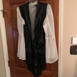 Faux Leather Vest and Blouse